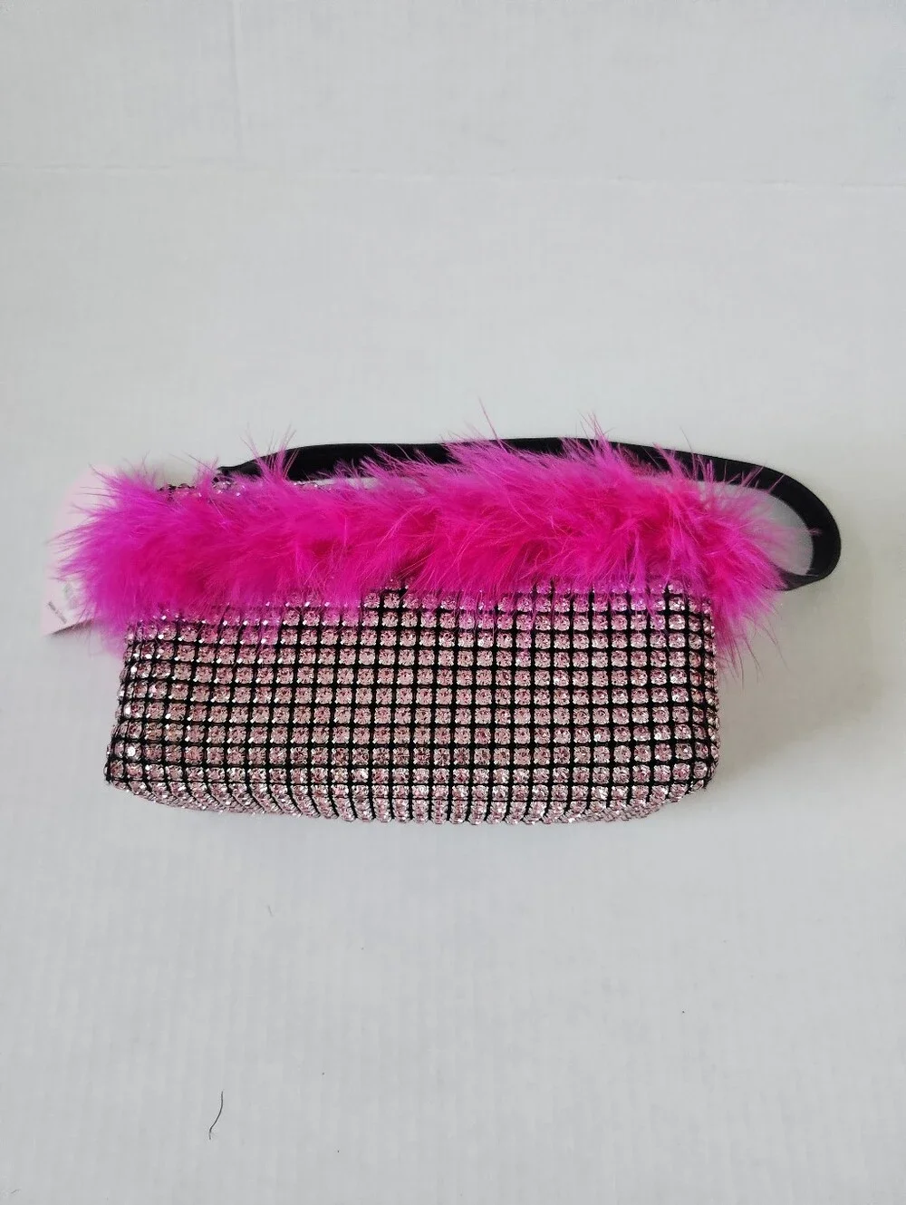 Pink Feather Rhinestone Shoulder Bag